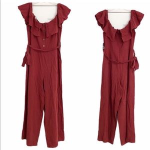 Lulus June Bloom Culotte Jumpsuit Romper Linen XL